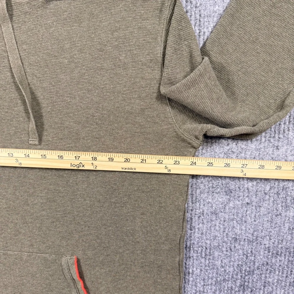Polo Ralph Lauren Mens XL Olive Green Waffle Knit Thermal Hoodie Orange Trim